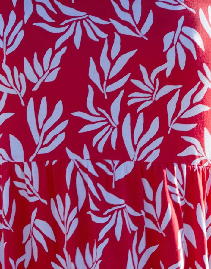 Women Red Leaf Print Jersey Maxi Dress With Pockets Threadbare Casual Dresses Women Red Leaf Print Jersey Maxi Dress With Pockets Threadbare Casual Dresses
