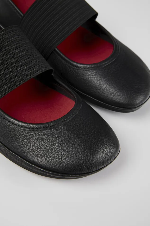 Women Right Black Leather Ballerina Camper Ballerinas