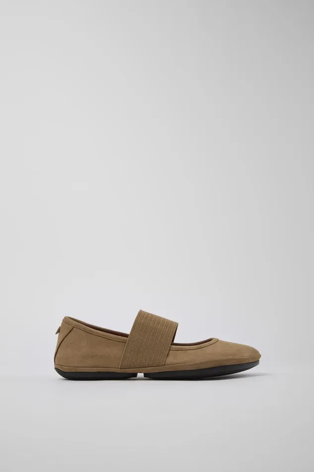 Women Right Brown Nubuck Mary Jane Camper Ballerinas Women Right Brown Nubuck Mary Jane Camper Ballerinas