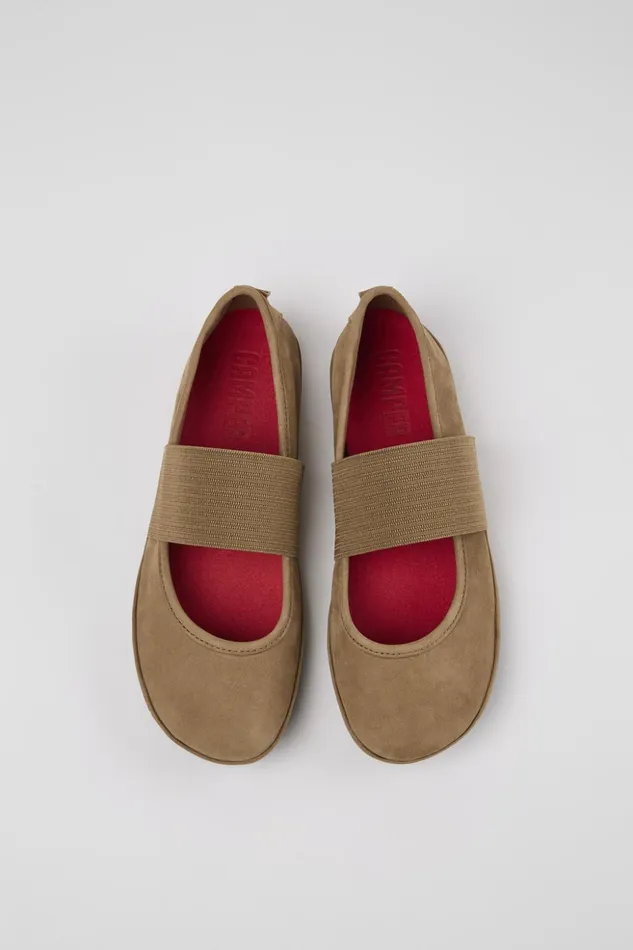 Women Right Brown Nubuck Mary Jane Camper Ballerinas Women Right Brown Nubuck Mary Jane Camper Ballerinas