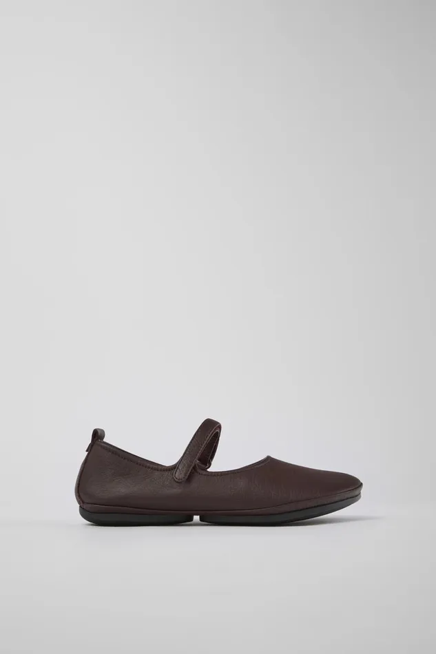 Women Right Burgundy Leather Mary Jane Camper Ballerinas Women Right Burgundy Leather Mary Jane Camper Ballerinas