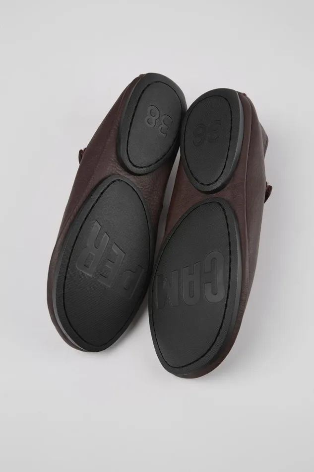 Women Right Burgundy Leather Mary Jane Camper Ballerinas Women Right Burgundy Leather Mary Jane Camper Ballerinas