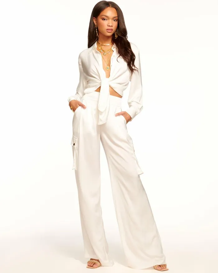 Women Rumer Wide Leg Cargo Pant Ivory Ramy Brook Pants Women Rumer Wide Leg Cargo Pant Ivory Ramy Brook Pants