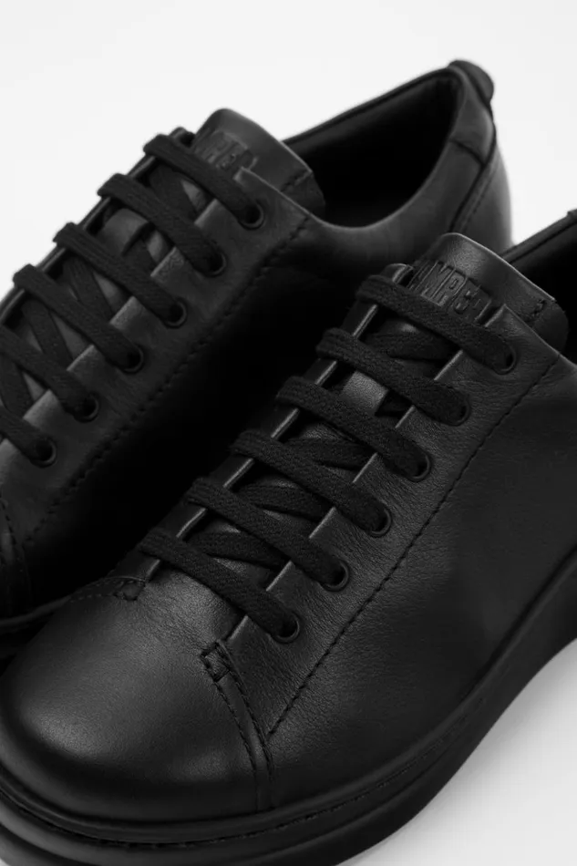 Women Runner Up Black Leather Sneakers Camper Sneakers