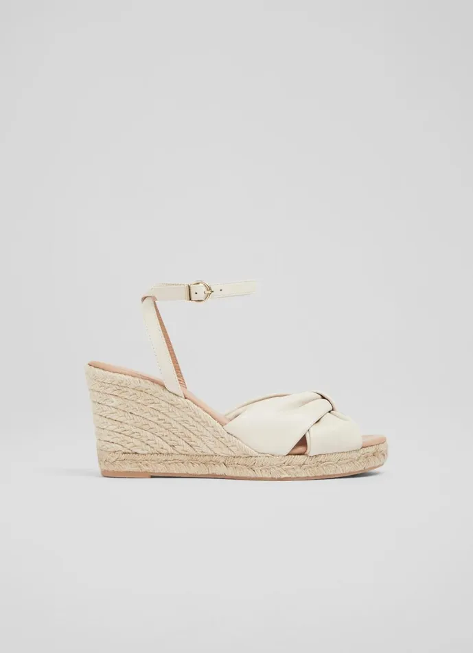 Women Sandals LKBennett Angela Cream Leather Espadrille Sandals Cream