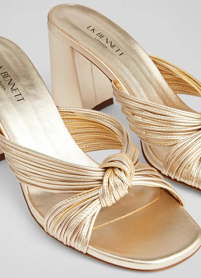 Women Sandals LKBennett Coletta Gold Strappy Mules Gold Women Sandals LKBennett Coletta Gold Strappy Mules Gold