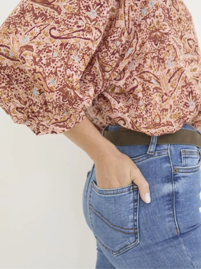 Women Shirts and Blouses Fat Face Evelyn Dusky Pink Painted Abstract Blouse