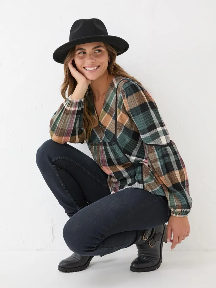 Women Shirts and Blouses Fat Face Multi Lara Check Blouse