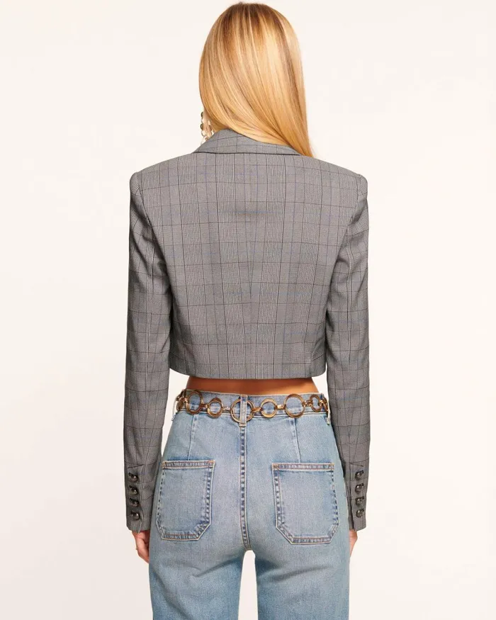 Women Siena Cropped Jacket Grey Plaid Ramy Brook Jackets Women Siena Cropped Jacket Grey Plaid Ramy Brook Jackets