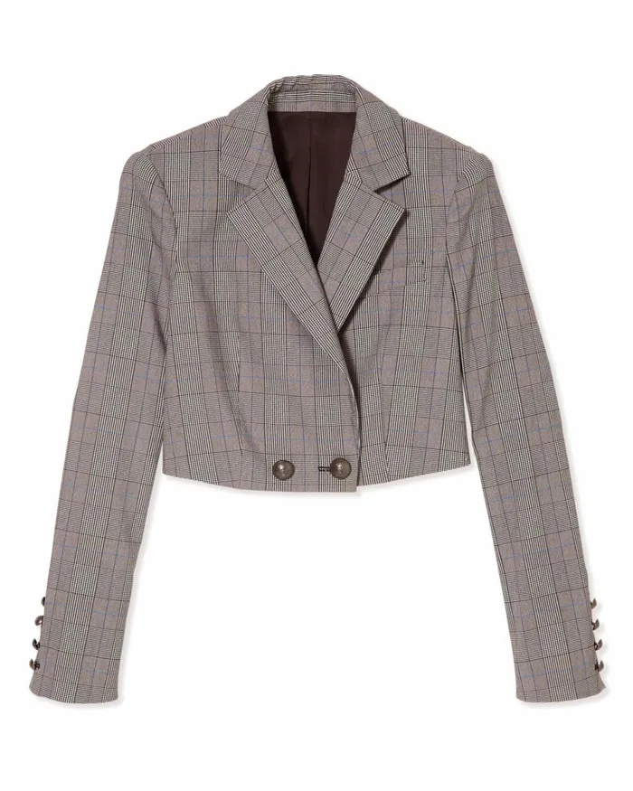 Women Siena Cropped Jacket Grey Plaid Ramy Brook Jackets Women Siena Cropped Jacket Grey Plaid Ramy Brook Jackets