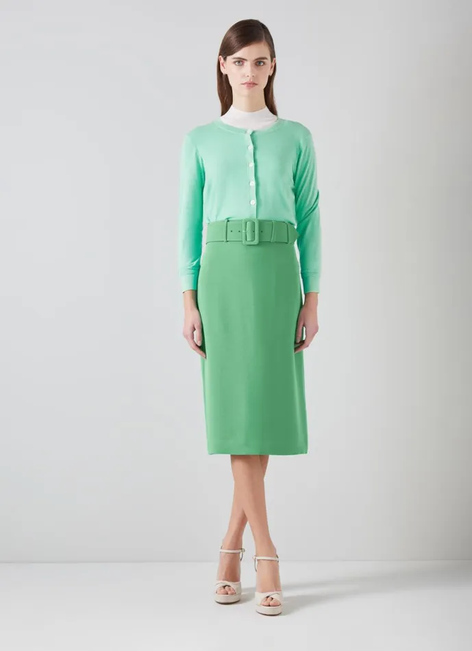 Women Skirts LKBennett Tabitha Green Crepe Pencil Skirt Green Women Skirts LKBennett Tabitha Green Crepe Pencil Skirt Green