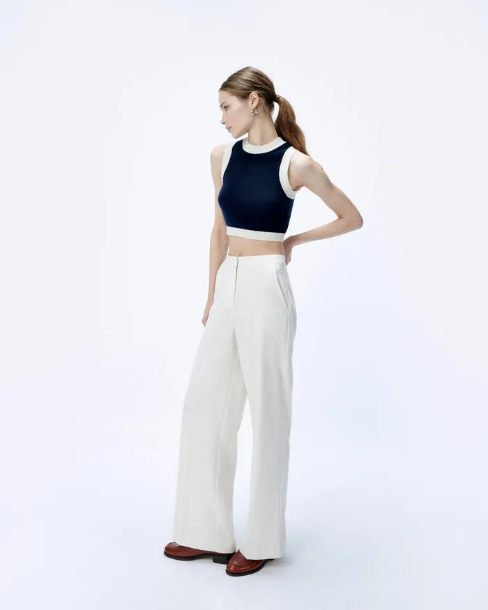 Women Sleeveless Sweaters From Future TwoTone Sleeveless Sweater Navy