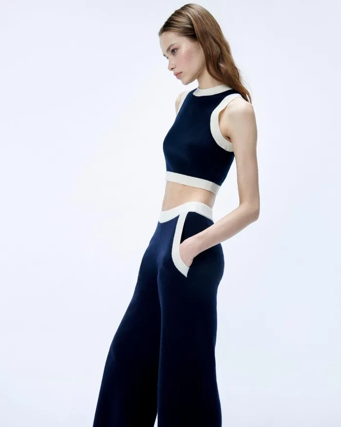 Women Sleeveless Sweaters From Future TwoTone Sleeveless Sweater Navy