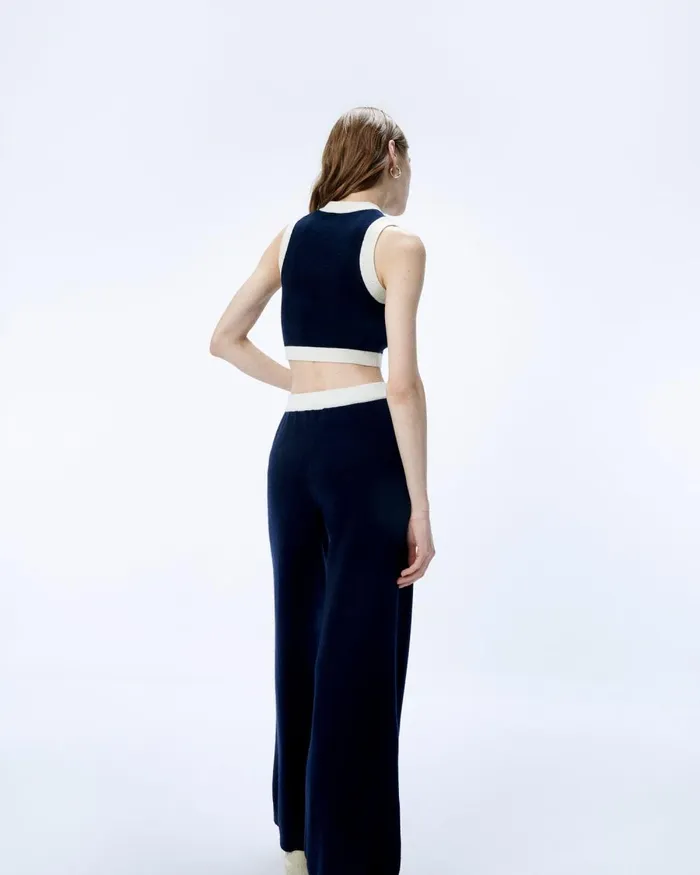 Women Sleeveless Sweaters From Future TwoTone Sleeveless Sweater Navy