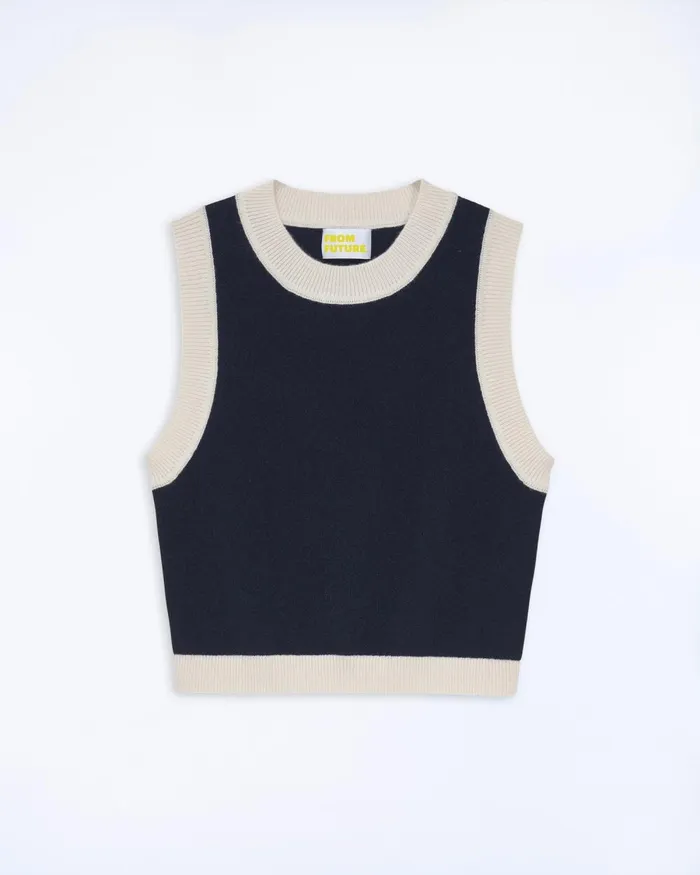 Women Sleeveless Sweaters From Future TwoTone Sleeveless Sweater Navy