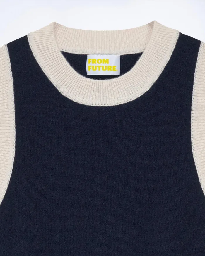Women Sleeveless Sweaters From Future TwoTone Sleeveless Sweater Navy