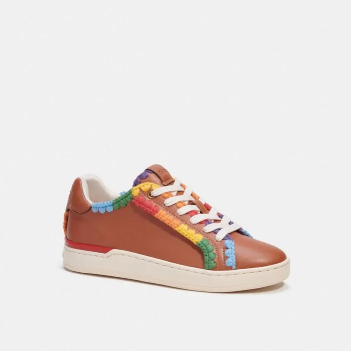 Women Sneakers Coach Lowline Low Top Sneaker With Rainbow Crochet Burnished Amberrainbow Women Sneakers Coach Lowline Low Top Sneaker With Rainbow Crochet Burnished Amberrainbow