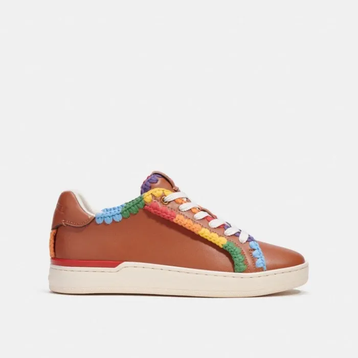 Women Sneakers Coach Lowline Low Top Sneaker With Rainbow Crochet Burnished Amberrainbow Women Sneakers Coach Lowline Low Top Sneaker With Rainbow Crochet Burnished Amberrainbow