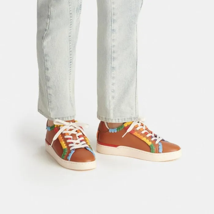 Women Sneakers Coach Lowline Low Top Sneaker With Rainbow Crochet Burnished Amberrainbow Women Sneakers Coach Lowline Low Top Sneaker With Rainbow Crochet Burnished Amberrainbow