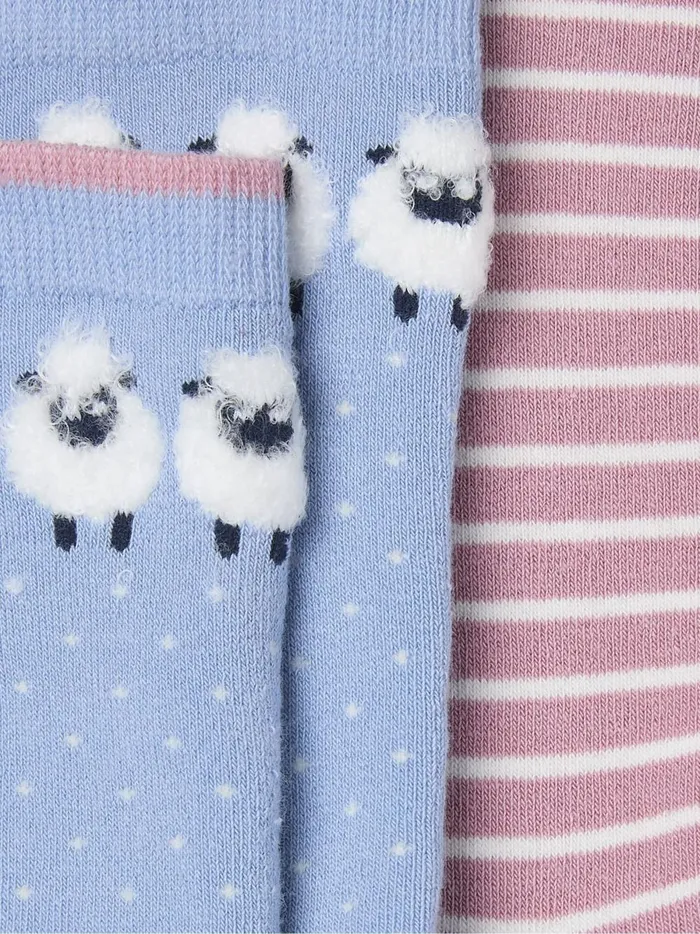 Women Socks and Tights Fat Face Blue 2 Pairs Of Sheep Welly Socks