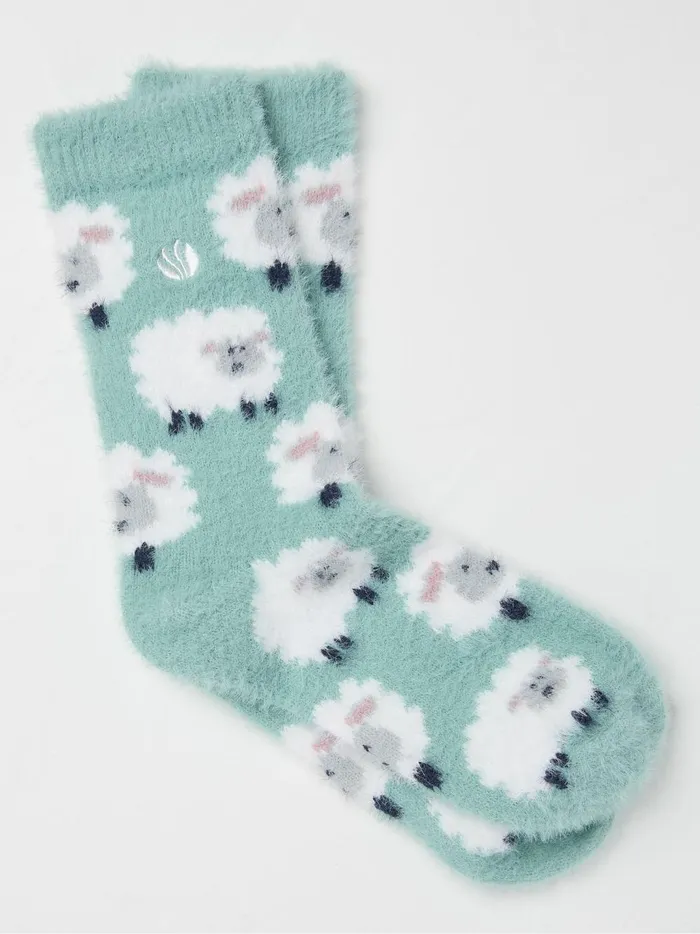 Women Socks and Tights Fat Face Green Cosy Sheep Socks