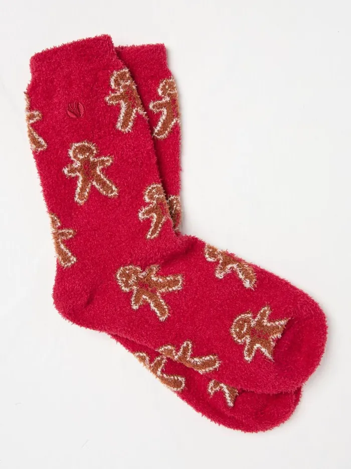 Women Socks and Tights Fat Face Red Gingerbread Cosy Socks
