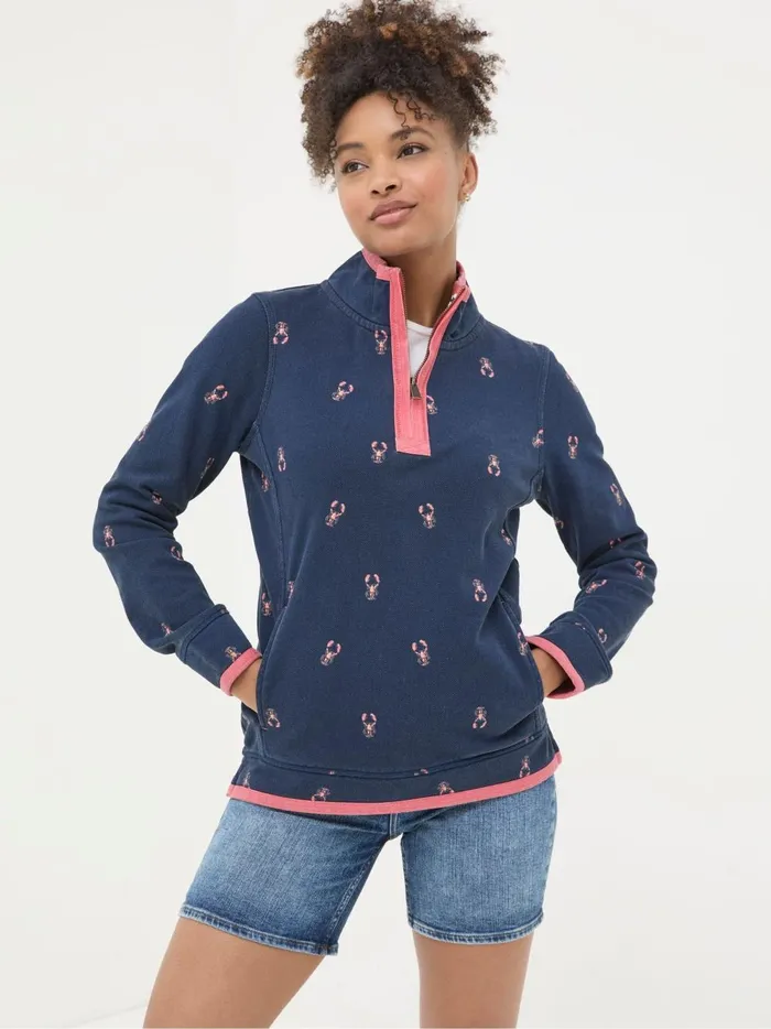 Women Sweatshirts and Hoodies Fat Face Airlie Blue Lobster Sweat Top