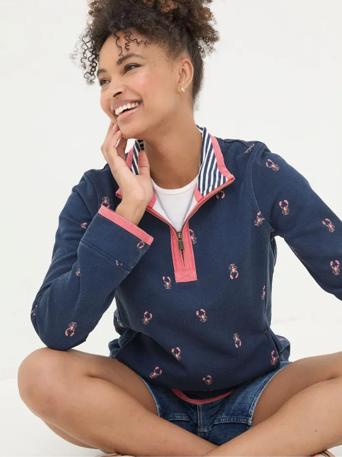 Women Sweatshirts and Hoodies Fat Face Airlie Blue Lobster Sweat Top