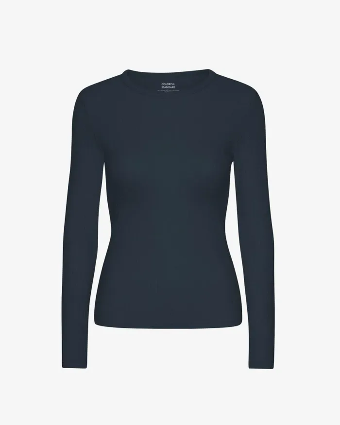 Women TShirts Colorful Standard Women Organic Rib LS TShirt Navy Blue