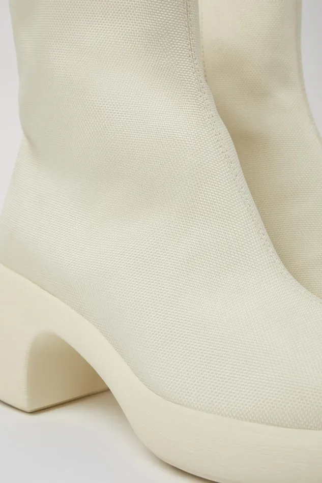 Women Thelma White Textile Boots Camper Ankle Boots