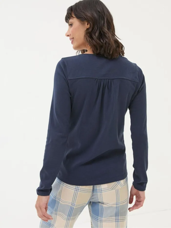 Women Tops and TShirts Fat Face Navy Lila Henley TShirt