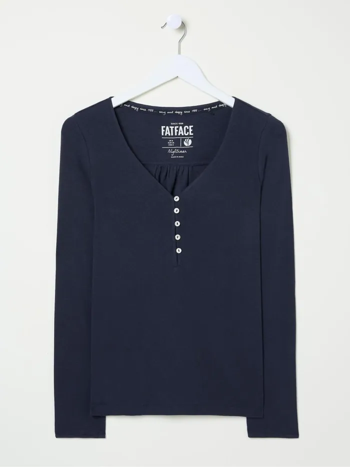 Women Tops and TShirts Fat Face Navy Lila Henley TShirt