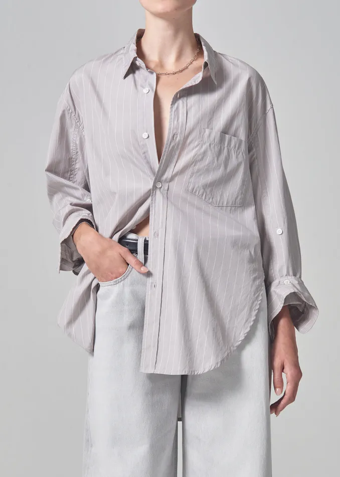 Women Tops Citizens Of Humanity Kayla Shirt In Tailor Grey Stripe