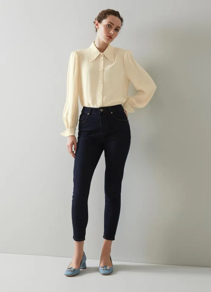 Women Tops LKBennett Sonya Cream Crepe Blouse Cream