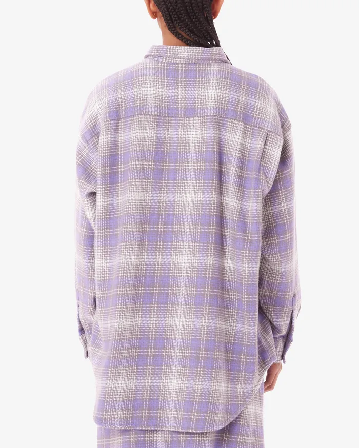 Women TOPS OBEY Clothing BELMONT PLAID SHIRT Aster Purple