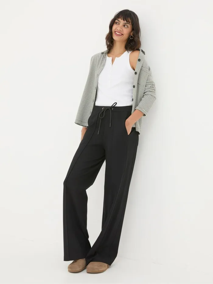 Women Trousers and Leggings Fat Face Black Ely Wide Leg Trousers