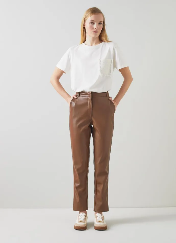 Women Trousers LKBennett Hardy Brown Faux Leather Trousers Conker Women Trousers LKBennett Hardy Brown Faux Leather Trousers Conker