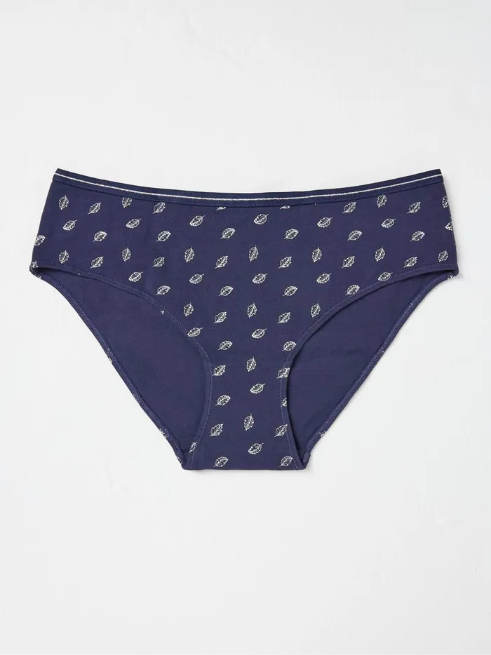 Women Underwear Fat Face Blue Foil Leaf Mini Knickers