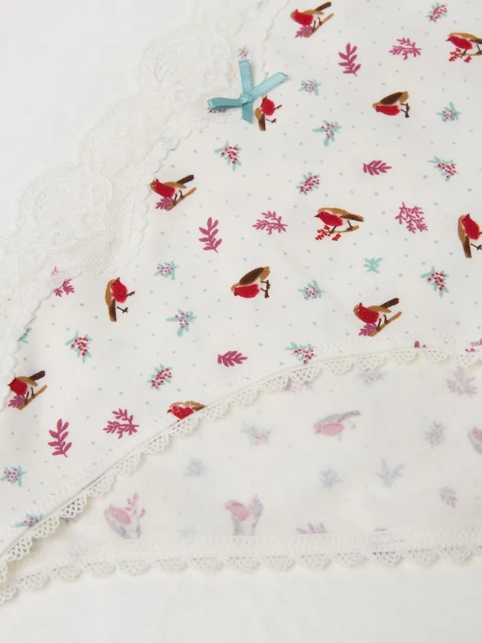 Women Underwear Fat Face Robin Ivory Floral Mini Knickers