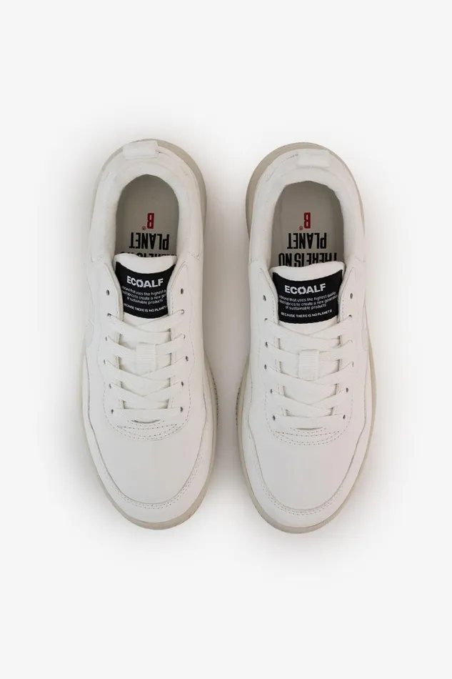 Women White Synthetic Leather Alcudia Trainers Ecoalf Sneakers