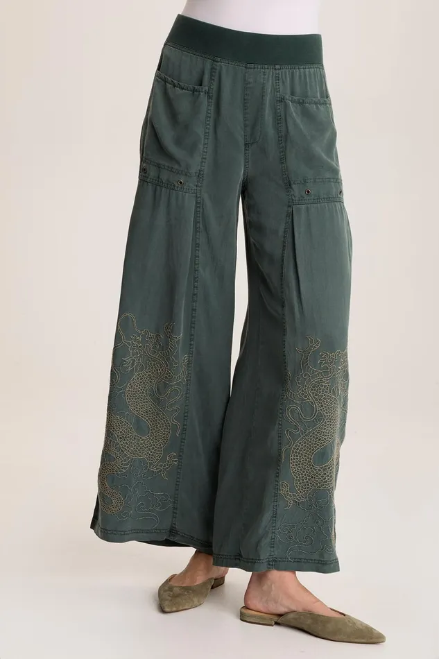 XCVI Phedora Twill Embroidered Wide Leg Pant Women Pants