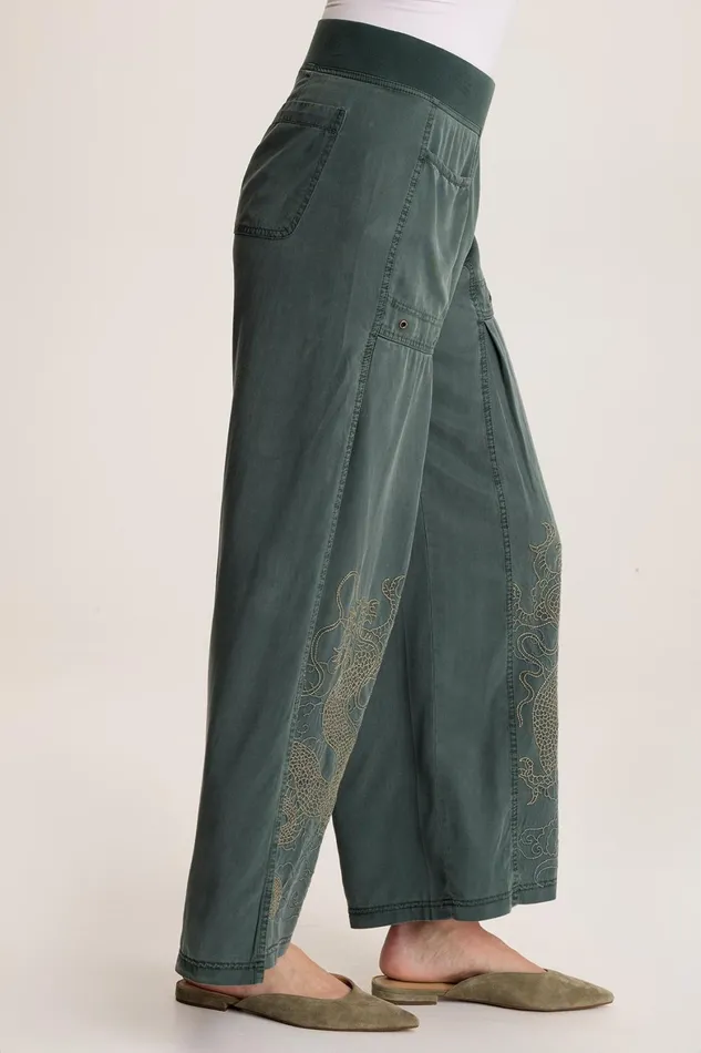 XCVI Phedora Twill Embroidered Wide Leg Pant Women Pants