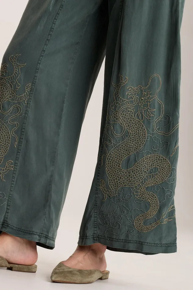 XCVI Phedora Twill Embroidered Wide Leg Pant Women Pants