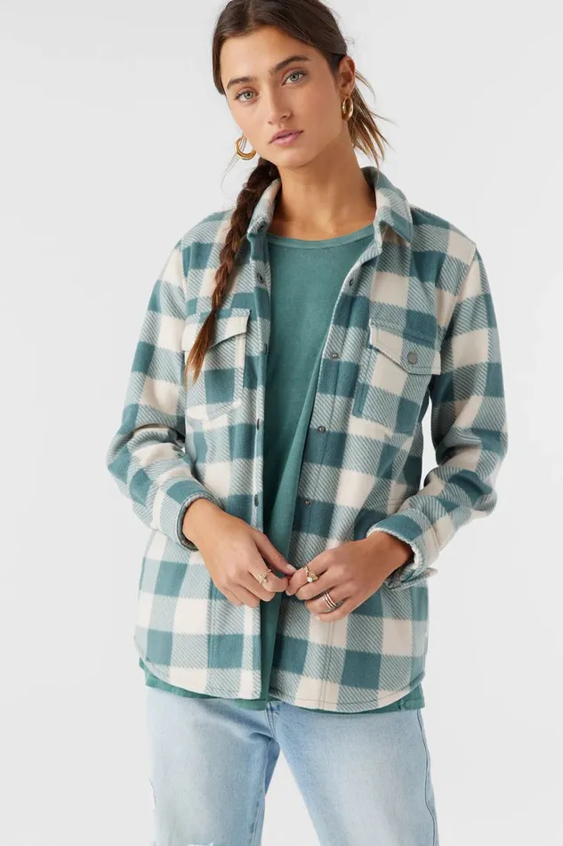 ZUMA SUPERLEECE FLANNEL SHIRT Silver Pine Women O039NEILL Clothing