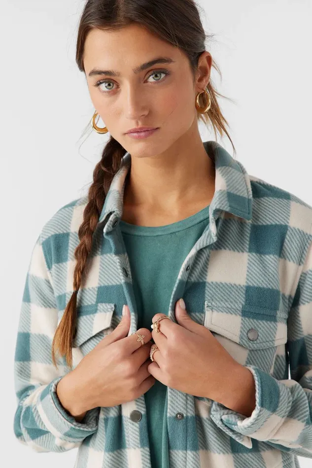 ZUMA SUPERLEECE FLANNEL SHIRT Silver Pine Women O039NEILL Clothing