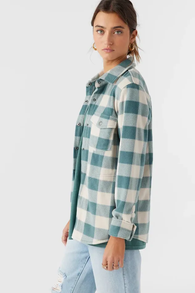 ZUMA SUPERLEECE FLANNEL SHIRT Silver Pine Women O039NEILL Clothing