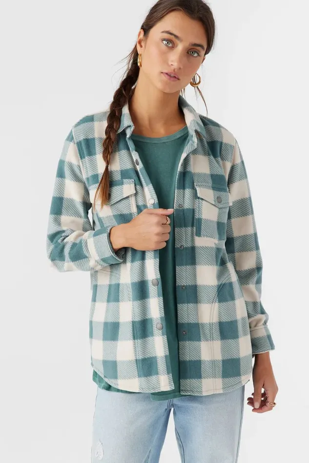 ZUMA SUPERLEECE FLANNEL SHIRT Silver Pine Women O039NEILL Clothing